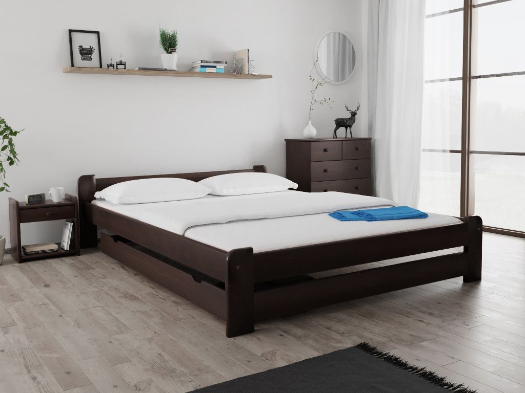 Bett Emily 140 x 200 cm, Nussbaum Matratze: Matratze Somnia 17 cm, Lattenrost: Mit Lattenrost