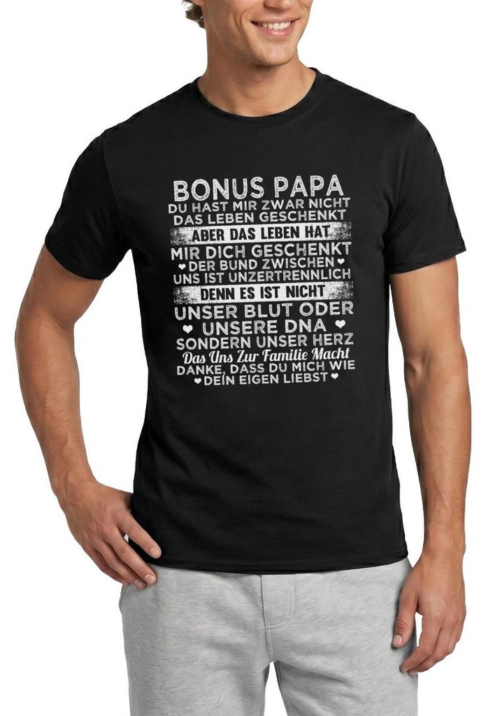 Spreadshirt Bonus Papa Geschenk Stiefvater Vatertag Vatertagsgeschenk Männer T-Shirt, 4XL, Schwarz