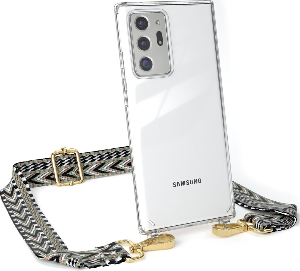 EAZY CASE Handykette - Verstellbarer Trageriemen kompatibel mit Samsung Galaxy Note 20 Ultra / Note 20 Ultra 5G, Handykordel mit transparenter Sili...