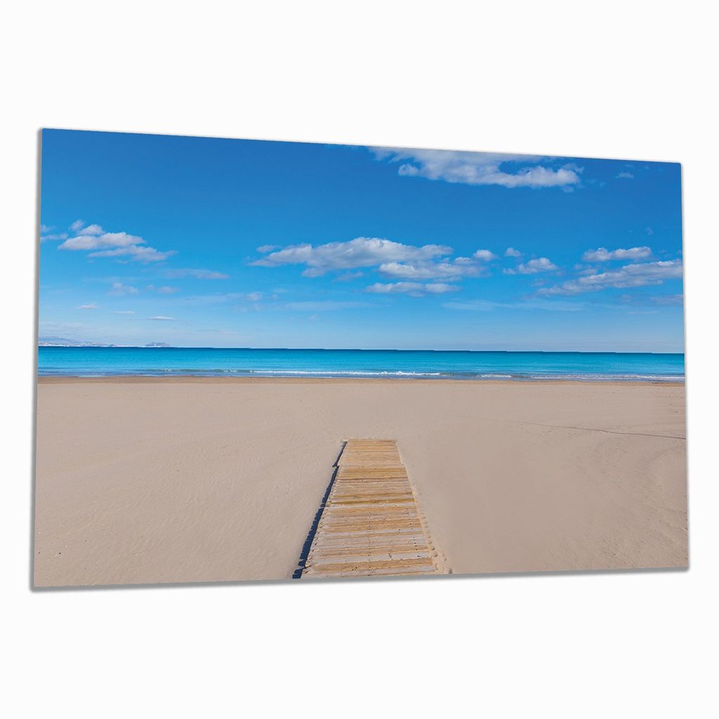 Wallario Herdabdeckplatte aus Glas, Größe 90 x 52 cm 1-teilig, Motiv Auf dem Holzweg zum blauen Meer
