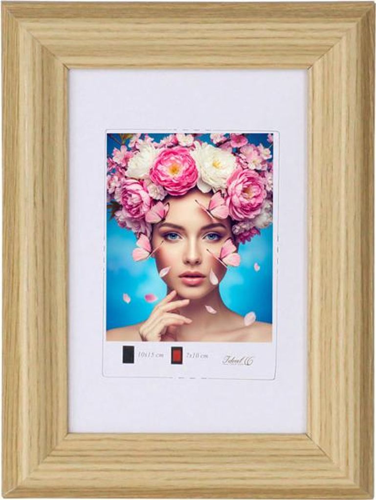 Holzrahmen mit Kunststoffglas Bilderrahmen MDF-Rahmen Collage Wandrahmen Fotorahmen HR-22 - Farbe: Natur | Format: 10x15