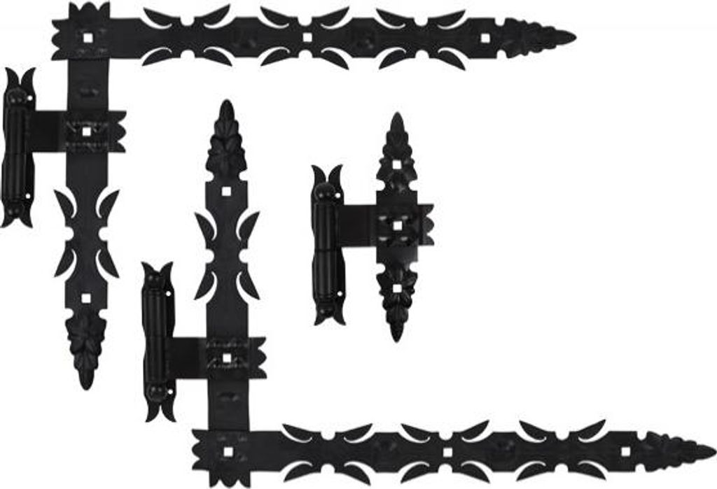 Scharniersatz (3 Stk.) geschmiedet mit Lagern 600x460x50 schwarz mit Haken, links