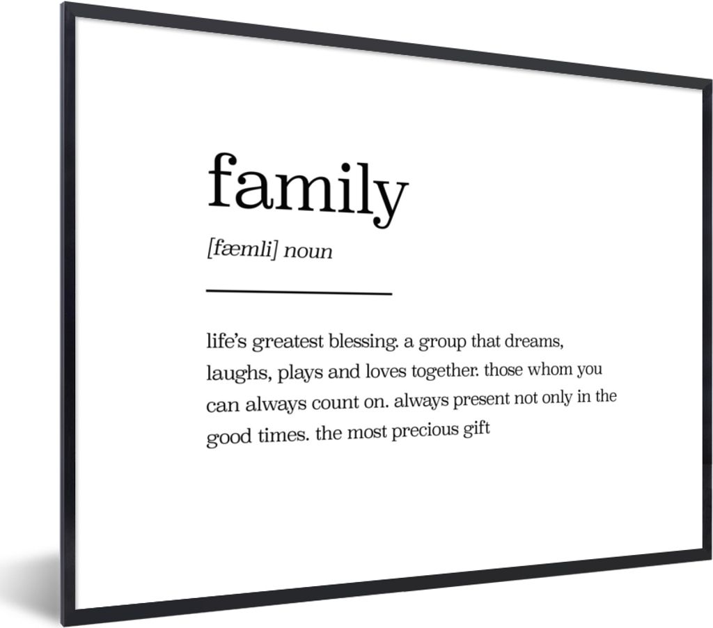 MuchoWow Gerahmtes Poster Zitate - Wörterbuch - Familie - Sprichwörter 40x30 cm - Poster mit Schwarzem Bilderrahmen Wandposter Rahmen Foto Bild...