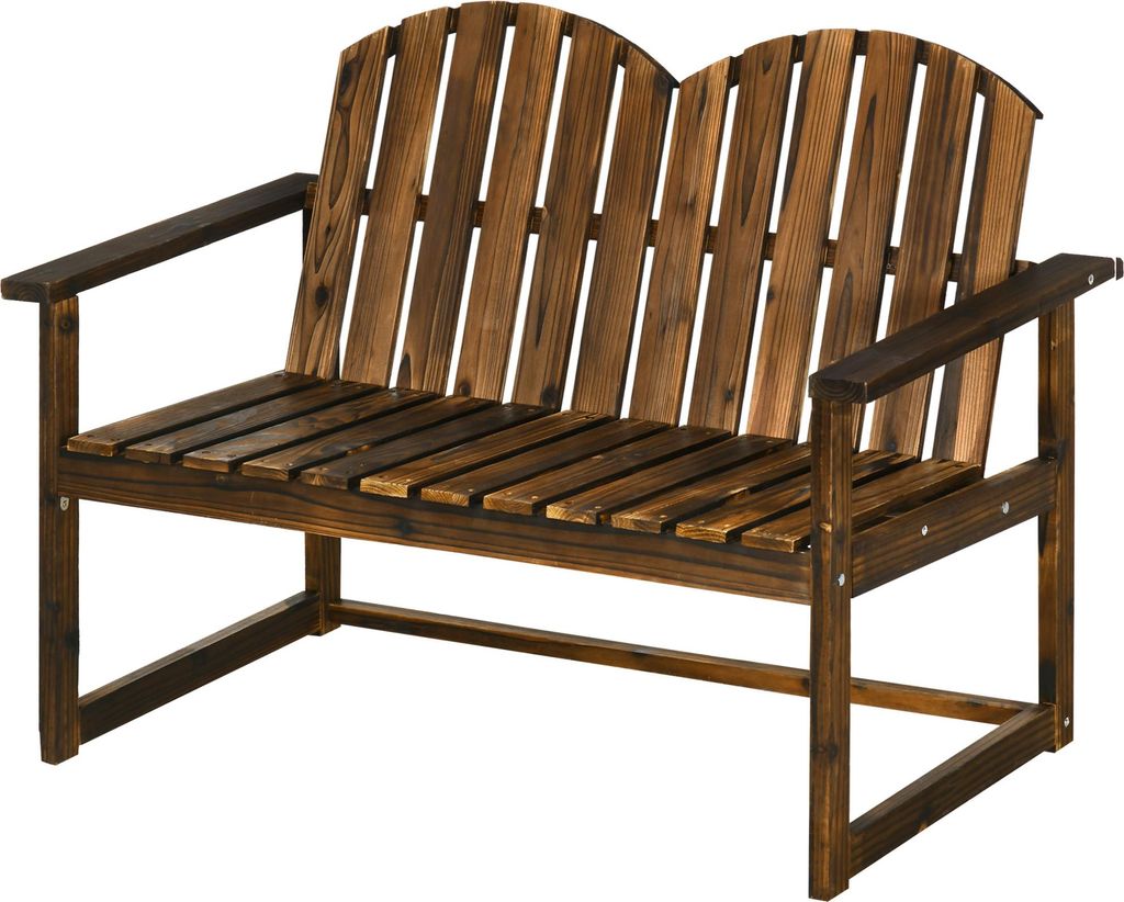Gartenbank für 2 Personen, rustikales Design, Tannenholz, 114x63x86 cm