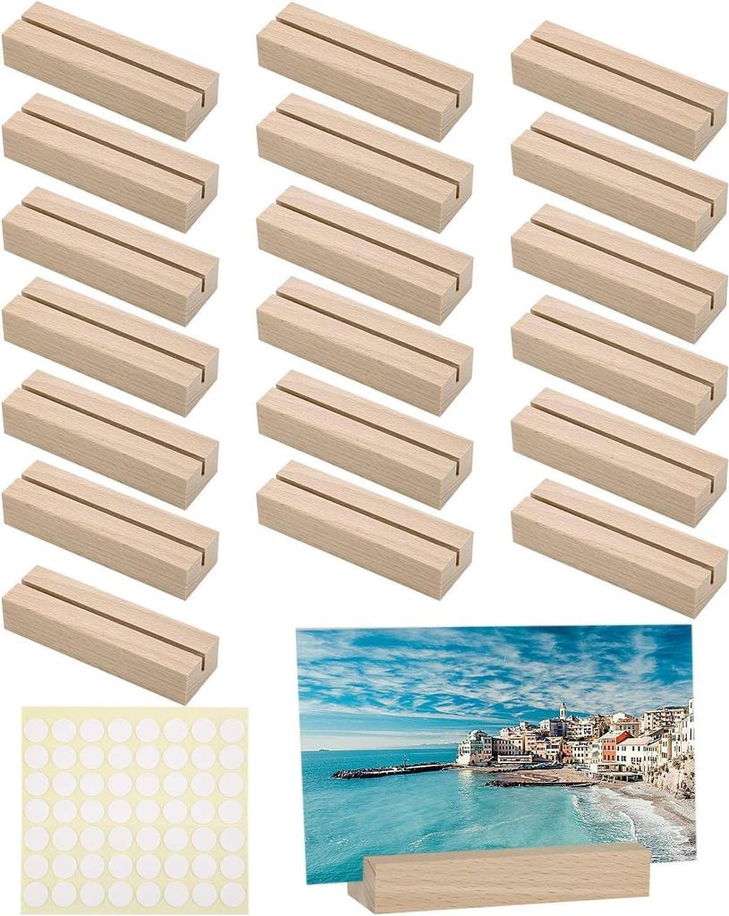 Holz-Kartenhalter - Set von 20 - Tischkartenhalter mit doppelseitigem Kleber - Namensschild Fotohalter - Ansichtskartenhalter - Restaurants Hochzei...