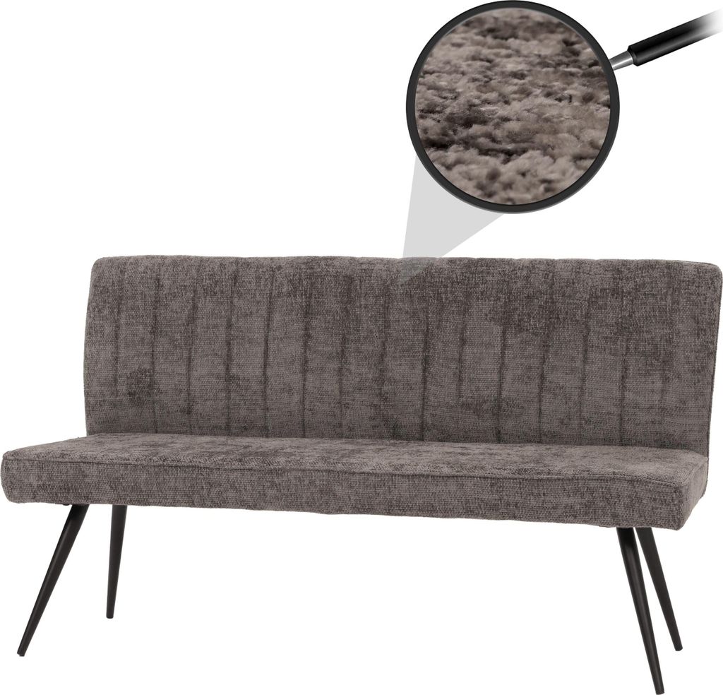 Sitzbank MCW-K16, Esszimmerbank Bank Polsterbank, Rückenlehne Stoff/Textil Chenille Metall 160cm grau-braun
