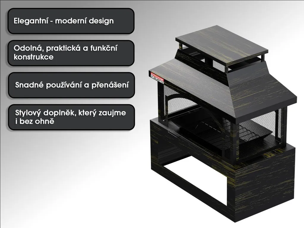 Cheminée extérieure pour terrasse FPT02, métal résistant aux intempéries
