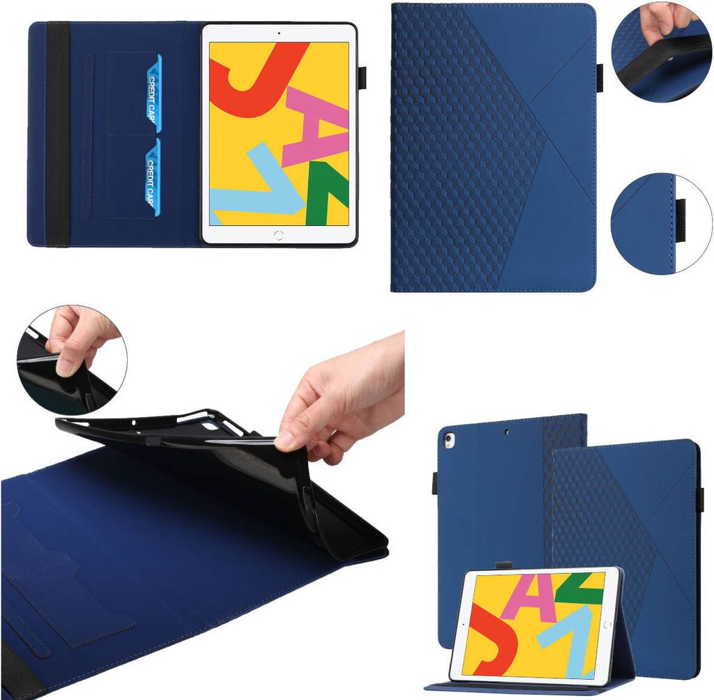 Für Apple iPad 10.2 7. / 8. / 9. Gen Blau Kunst Leder Hülle Tablet Tasche Etuis