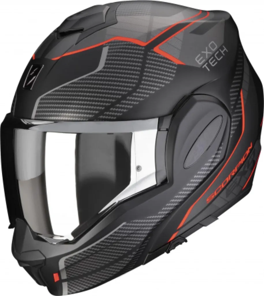 Casque Scorpion Exo-Tech Evo Animo noir rouge XS modulable homologué