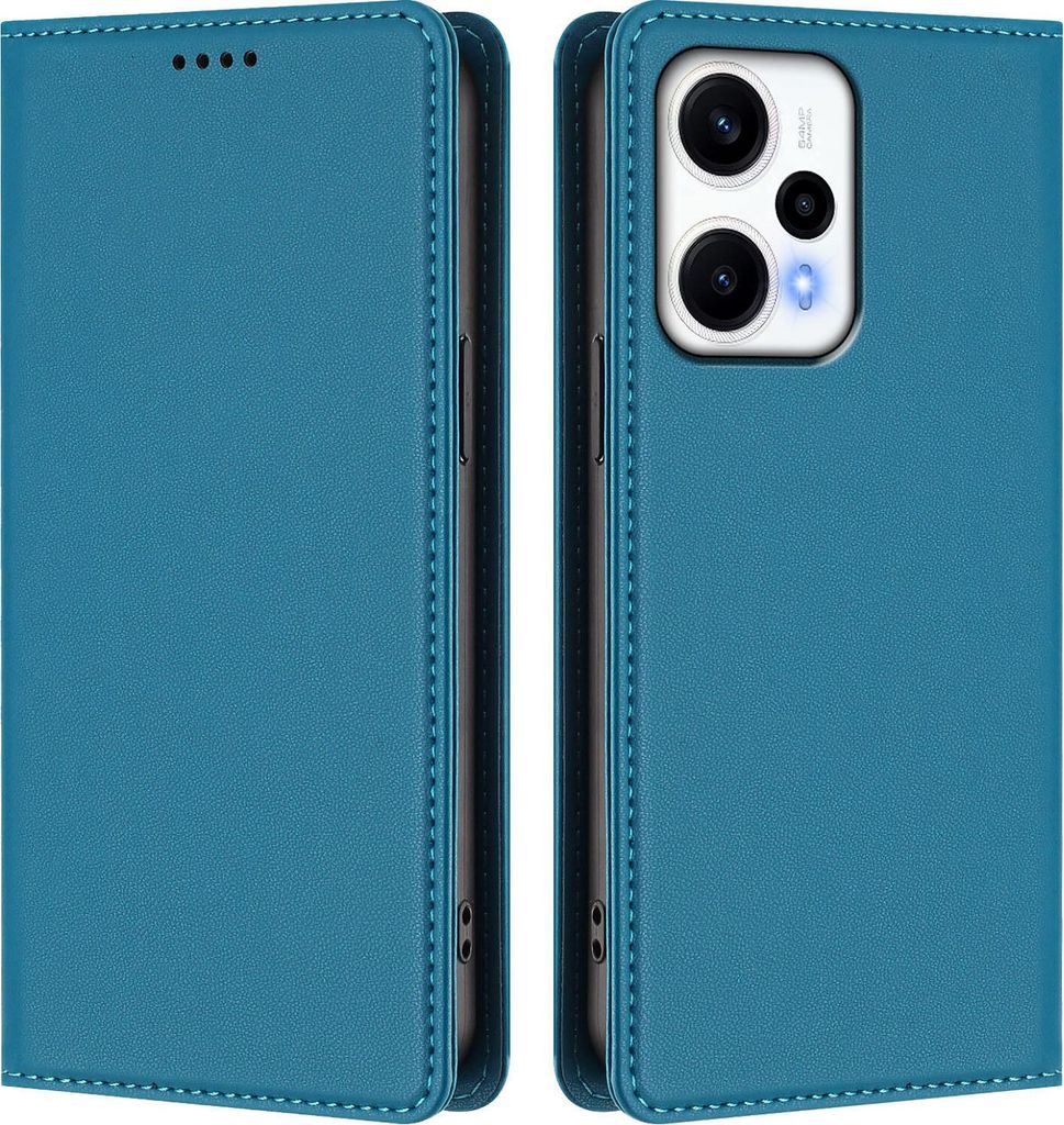 Handyhülle für Xiaomi Poco F5/Redmi Note 12 Turbo 5G, Kunstleder Klapphülle Stoßfeste Magnetische Hülle mit Ständer Blau