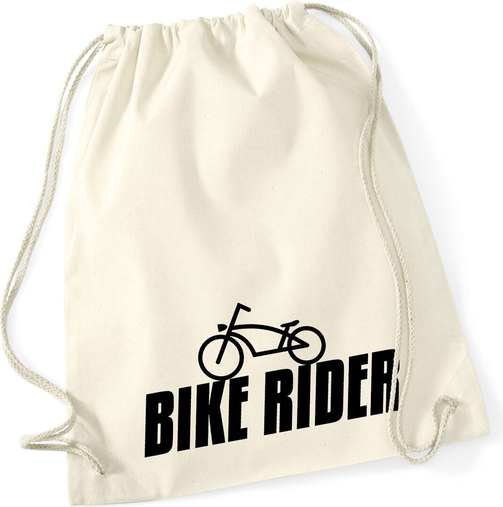 Huuraa Turnbeutel Bike Rider Fahrrad 12 Liter Natural Baumwolle Rucksack Geschenkidee