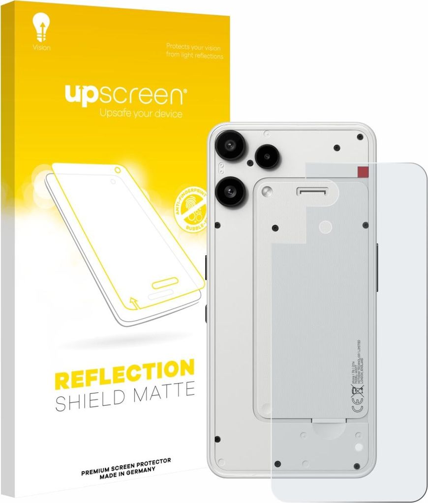 upscreen Schutzfolie für Nothing Phone (3a) Lite (Rückseite) Displayschutz Displayschutzfolie Folie Matt Entspiegelungsfolie