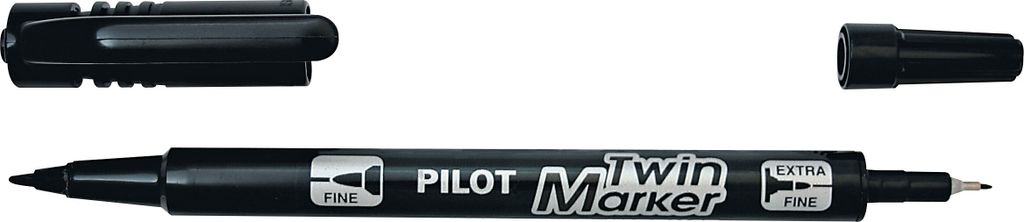 PILOT Permanent Marker "Twin Marker" extra fein schwarz