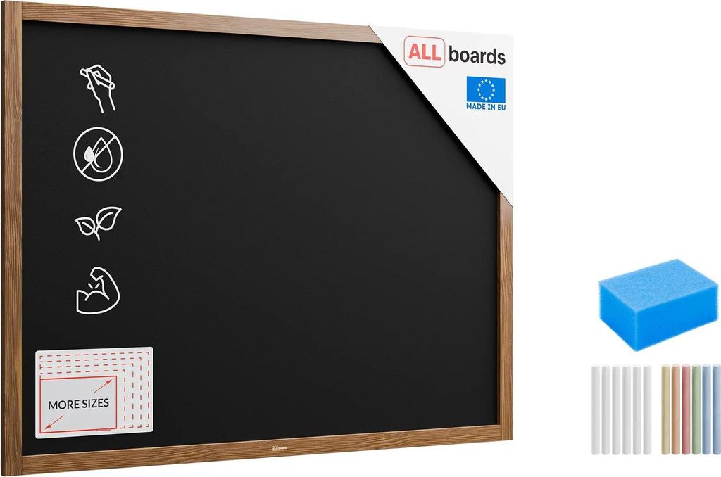 Lavagna nera da gesso in cornice di legno 120x90 cm Immagine del prodotto 