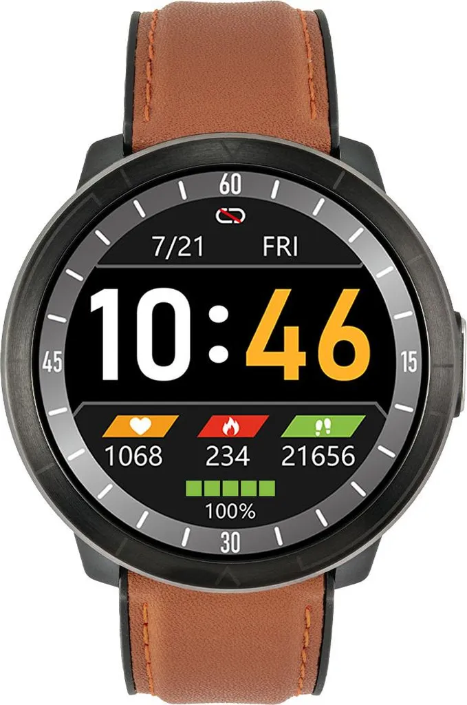 Montre intelligente WM18 brune pour sport et suivi santé quotidien