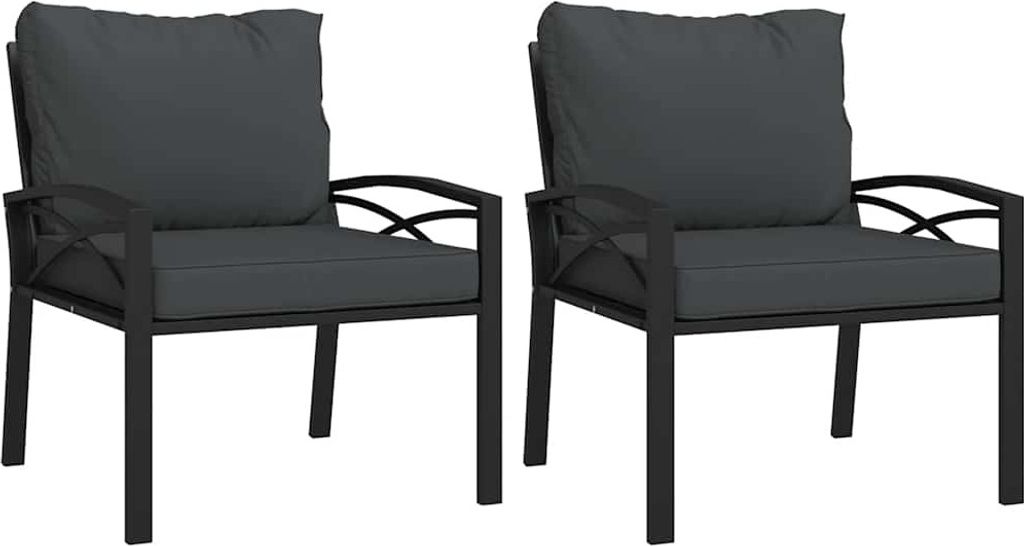vidaXL Záhradné stoličky so sivými vankúšmi 2 ks 68x76x79 Obrázok produktu 