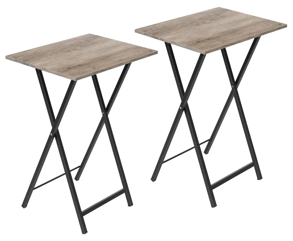 Table d'appoint pliable EBG25BZ01, lot de 2 plateaux TV gris et noir