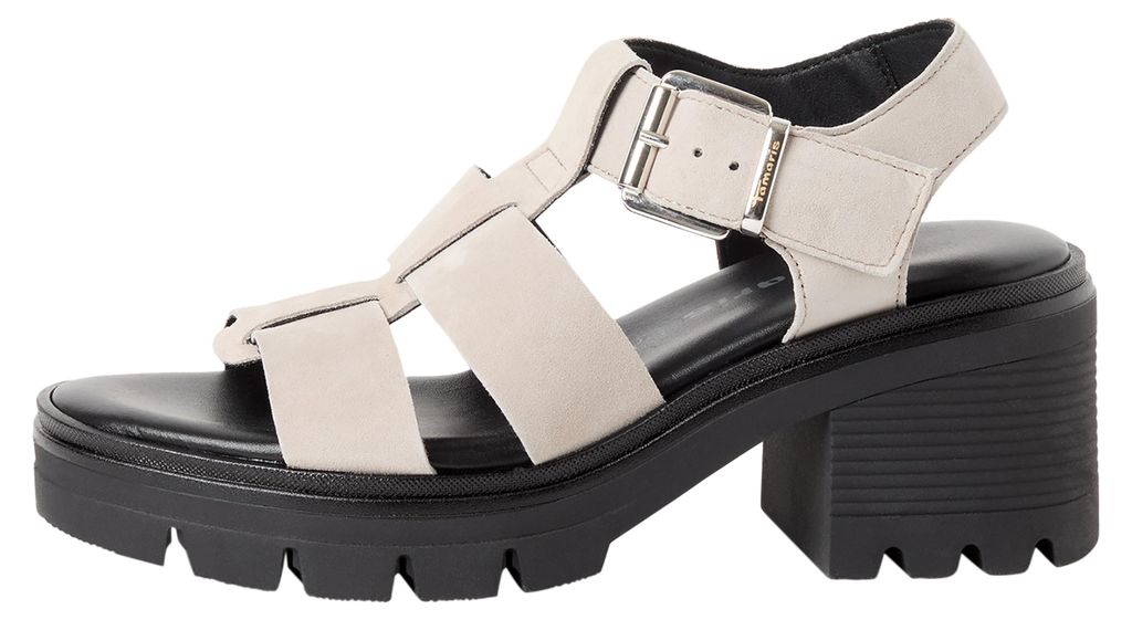 Tamaris Damen Sandale im Cage-Design mit Plateau Profilsohle 1-28703-46, Größe:39 EU, Farbe:Beige