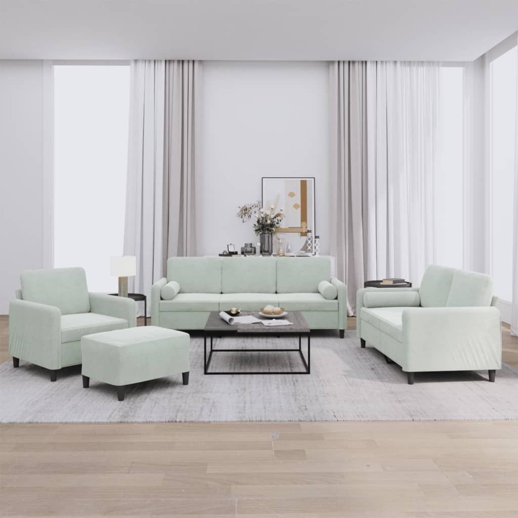 Maison Exclusive - 4-tlg. Sofagarnitur mit Kissen Hellgrau Samt