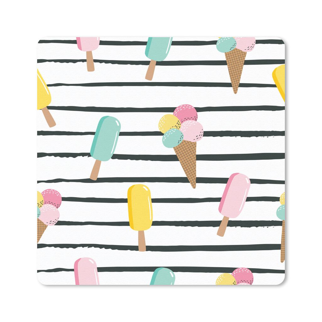 MuchoWow Mauspad Mousepad Eiscreme - Sommer - Muster 30x30 cm - Mousepads - Maus Mat - Pad - Mausunterlage - Gaming