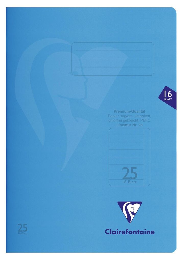 Clairefontaine S'coolbook A4 Lin. 25 blau 16BL