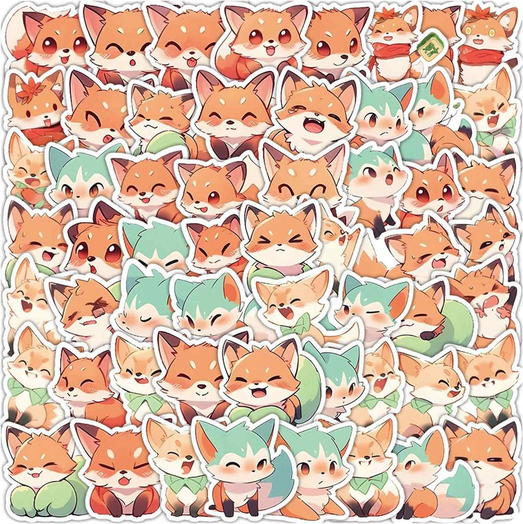 80 PCS Füchse Aufkleber für Laptop,Füchse Aufkleber Pack Animal Fox Sticker,Aufkleber Für Kinder, für Laptop Kinder Autos Motorrad Fahrrad Ska...