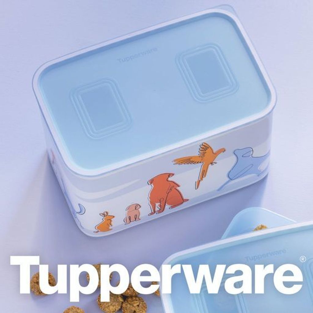 Tupperware Quadro 4,6 L Hellblau Weiß -Tier- Dose Vorratsglas Ultimo