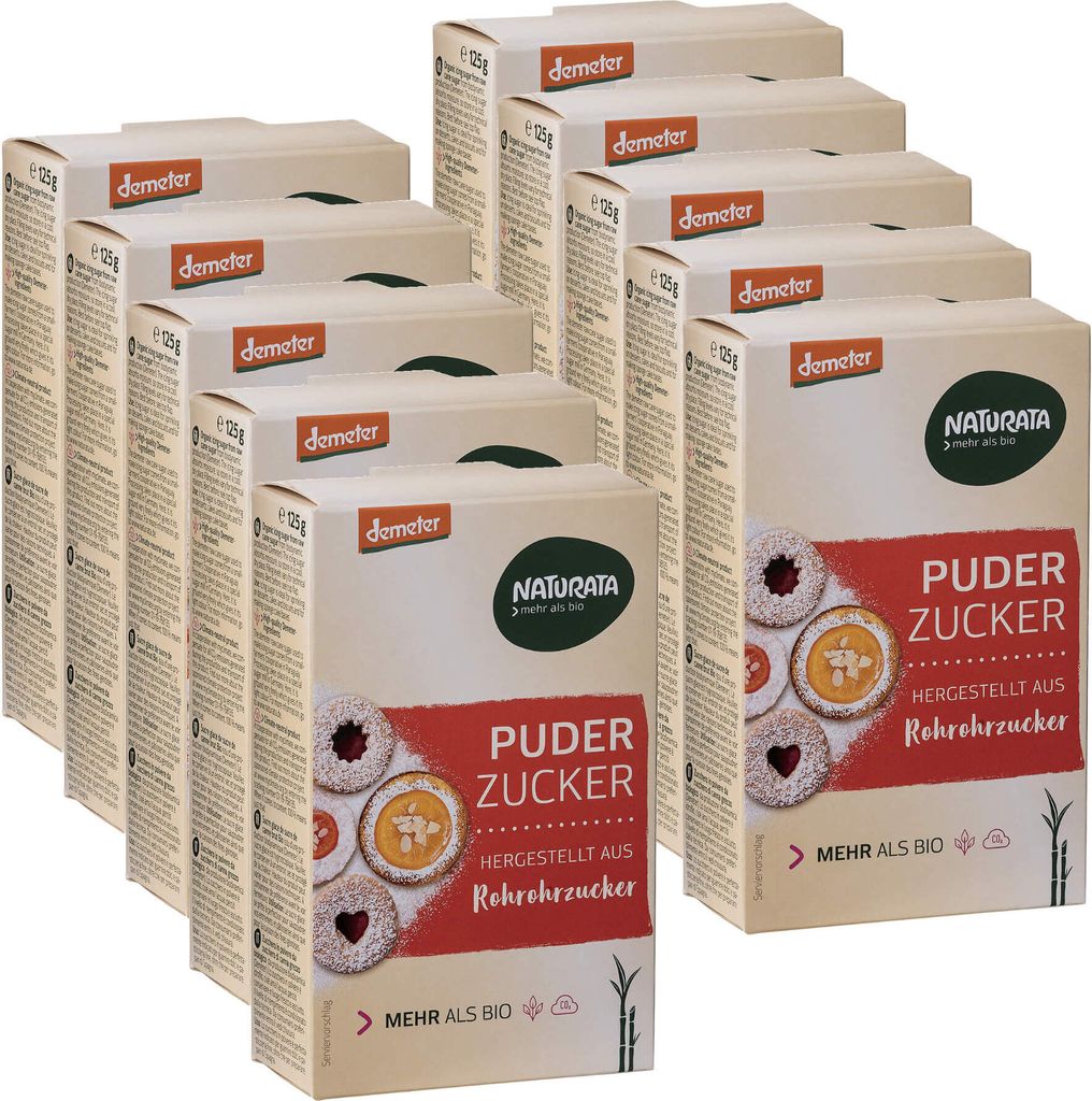 Puderzucker aus Rohrohrzucker, 10 x 125 g