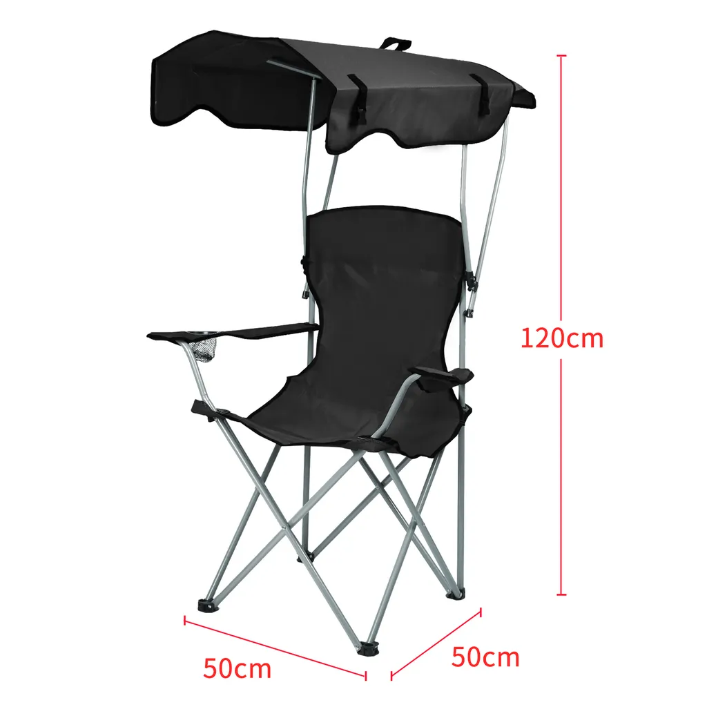 Chaise de camping avec tente intégrée - Chaise pliante noire de pêche