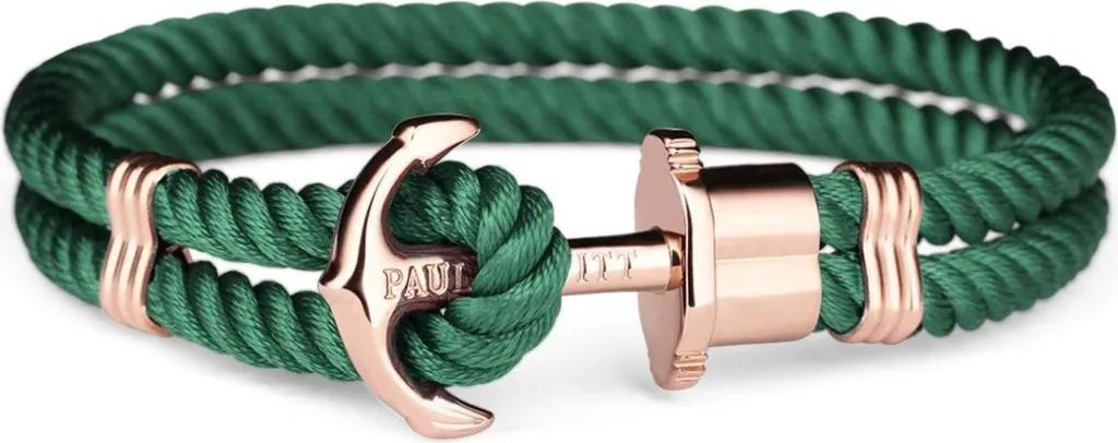 Paul Hewitt PHPHNRGXXXL: Il Bracciale dell'Ancora in Oro Rosa e Verde