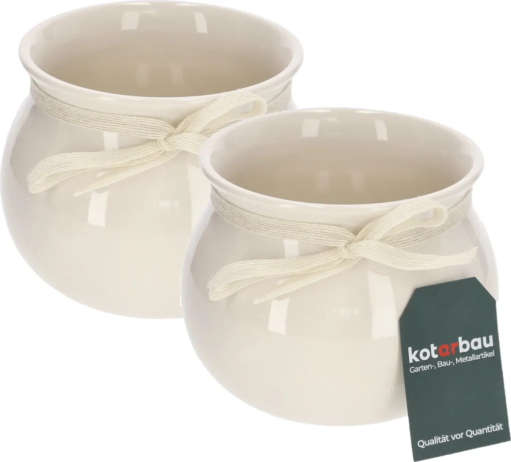 Duo de Pots de Fleurs Céramique pour Déco Salon et Balcon Couvert 17 cm