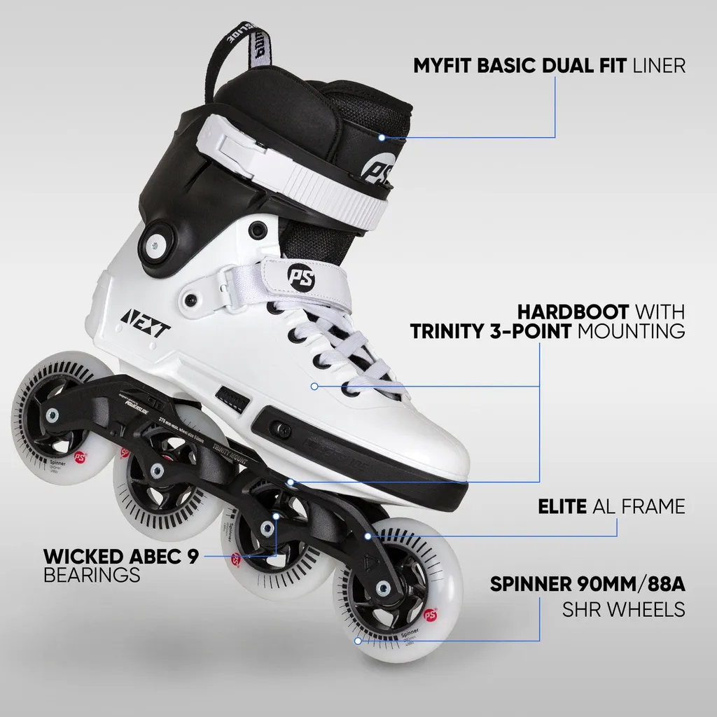 Powerslide Next Core 90 - Rollers Trinity avec Roues 90mm et ABEC 9 Noirs