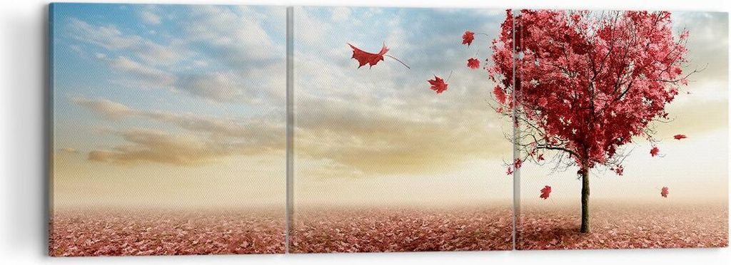 Bild auf Leinwand - Leinwandbild - Abstraktion Herbst Baum Blatt - 120x40cm - Wand Bild - Wanddeko - Leinwanddruck - Bilder - Kunstdruck - Wanddeko...