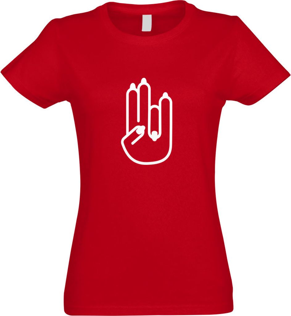Kiwistar - T-Shirt tailliert - Damen - rot - The Shocker Hand Motiv2 - mit Motiv Bedruckt - Funshirt Design - Sport - Freizeit - Damen - M