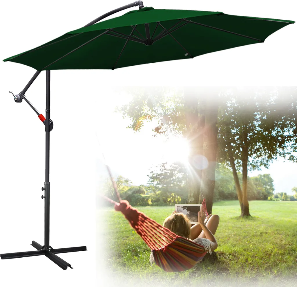 Ombrellone Verde 3m Girevole 360° | Elegante Ombrellone Terrazza a Braccio