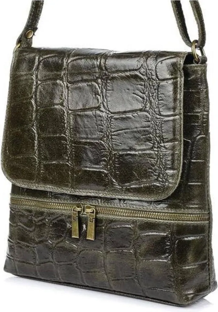 Sac à Main en Cuir Kaki B69 Vera Pelle : Élégance Italienne au Quotidien