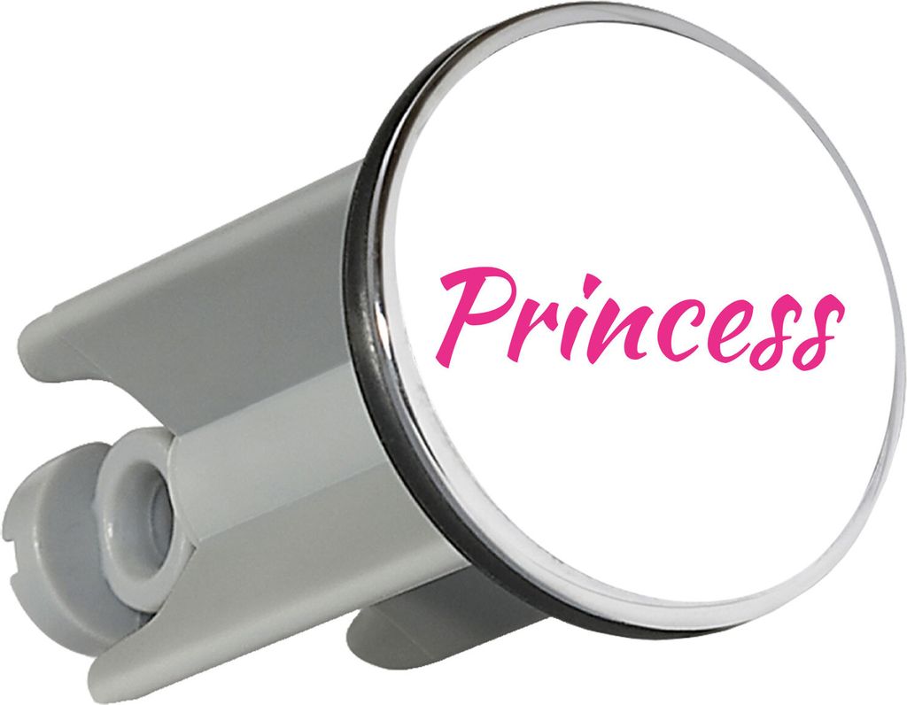 Huuraa Waschbeckenstöpsel Princess Schriftzug 4cm höhenverstellbar Abflussstopfen Geschenkidee