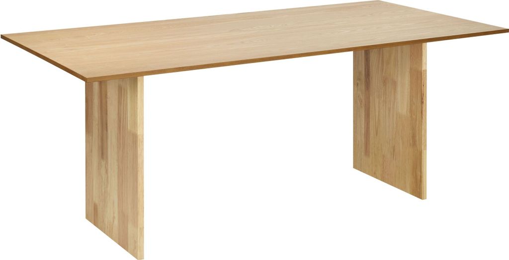 BELIANI Esstisch Naturfarbene Esche MDF Kautschuk 180 x 90 cm Holzbeine Rechteckige furnierte Platte Natürliche Oberfläche Minimalistische skandi...