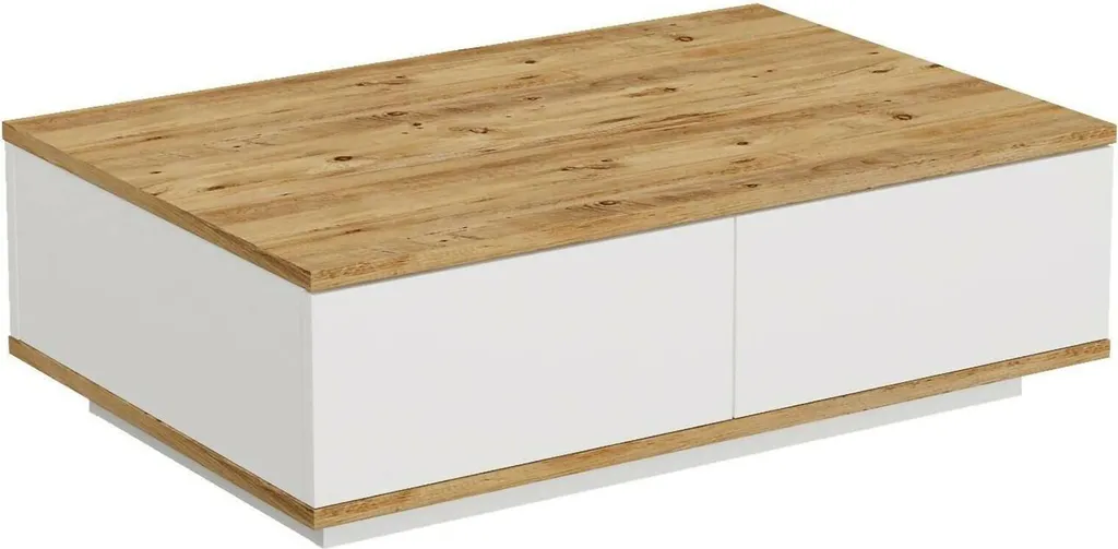 Babila Table Basse 90x60x29h cm Chêne Marron avec 2 Compartiments