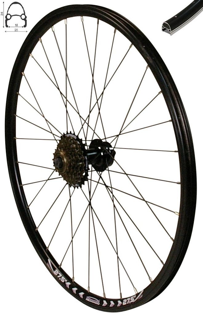 REDONDO 27,5 Zoll Hinterrad Laufrad Felge QR Schwarz Disc + Produktbild 