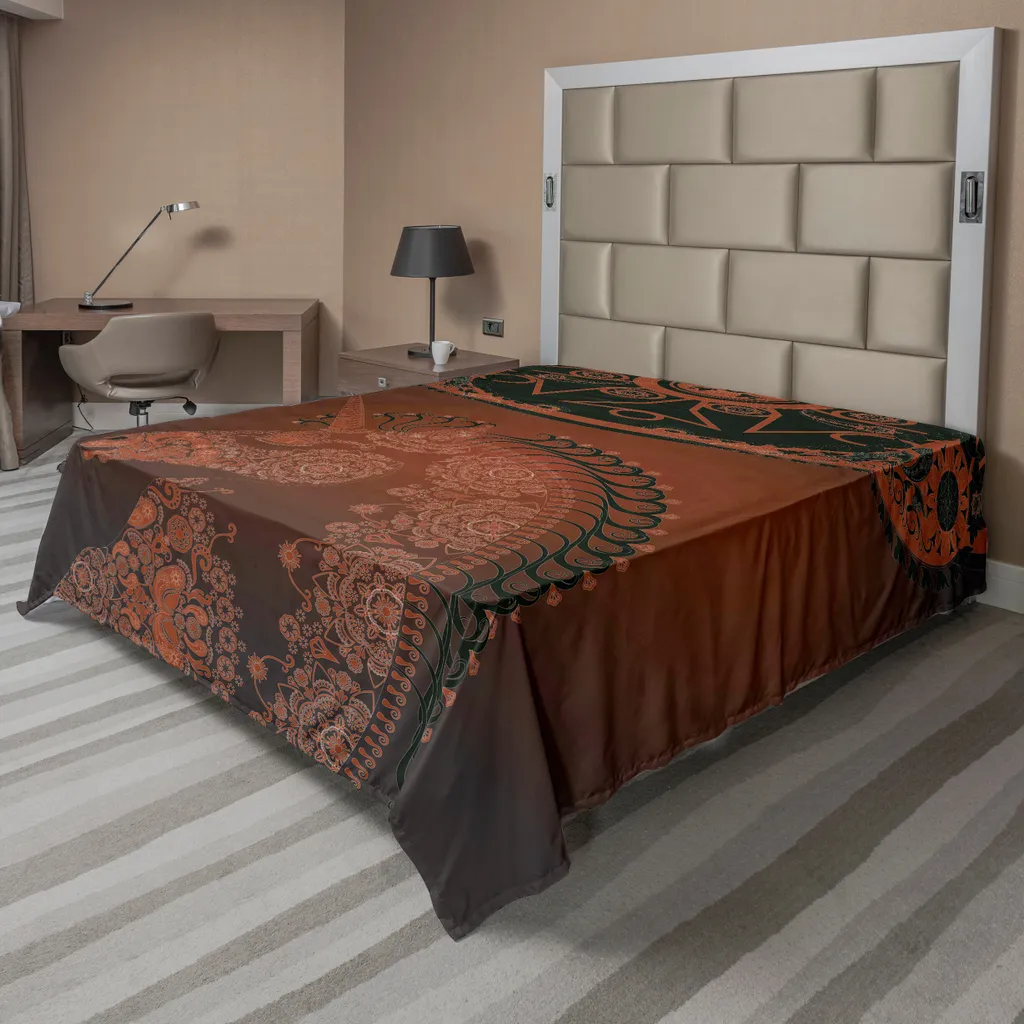 Drap de lit anti-plis et doux 260x228, décor Licorne Mandala Bordeaux
