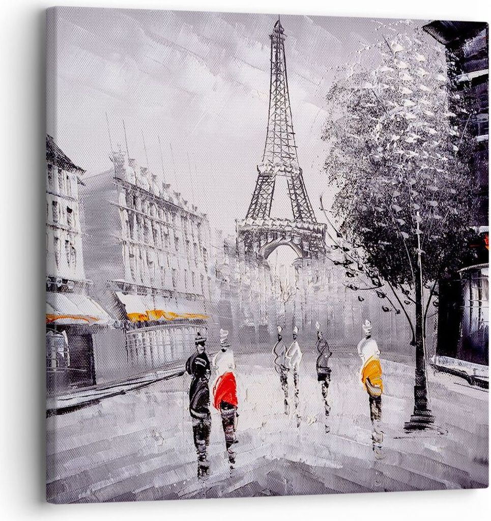 Bild auf Leinwand - Leinwandbild - Architektur Paris Eiffle Frankreich - 30x30cm - Wand Bild - Wanddeko - Leinwanddruck - Bilder - Kunstdruck - Lei...