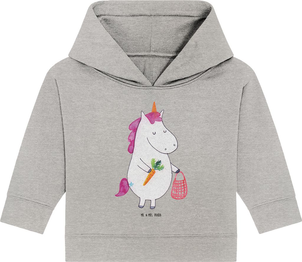 Mr. & Mrs. Panda Organic Baby Hoodie Einhorn Vegan 24. - 36. Monat - Heather Grey - Geschenk, Veganer, Gesund essen, Veganismus, Leben, Kapuzenswea...