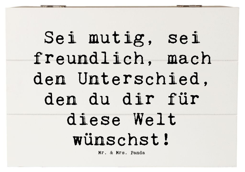 Mr. & Mrs. Panda Box Spruch Freundlichkeiten verbreiten 22 x 15 cm - Weiß - Geschenk, sei freundlich, Holz Aufbewahrungsbox, Geschenkbox, schatztr...