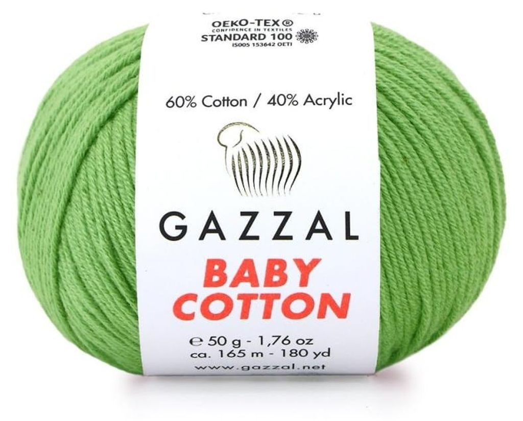 Wolle Gazzal Baby Baumwolle 3448 - grün - Stricken & Häkeln Produktbild 