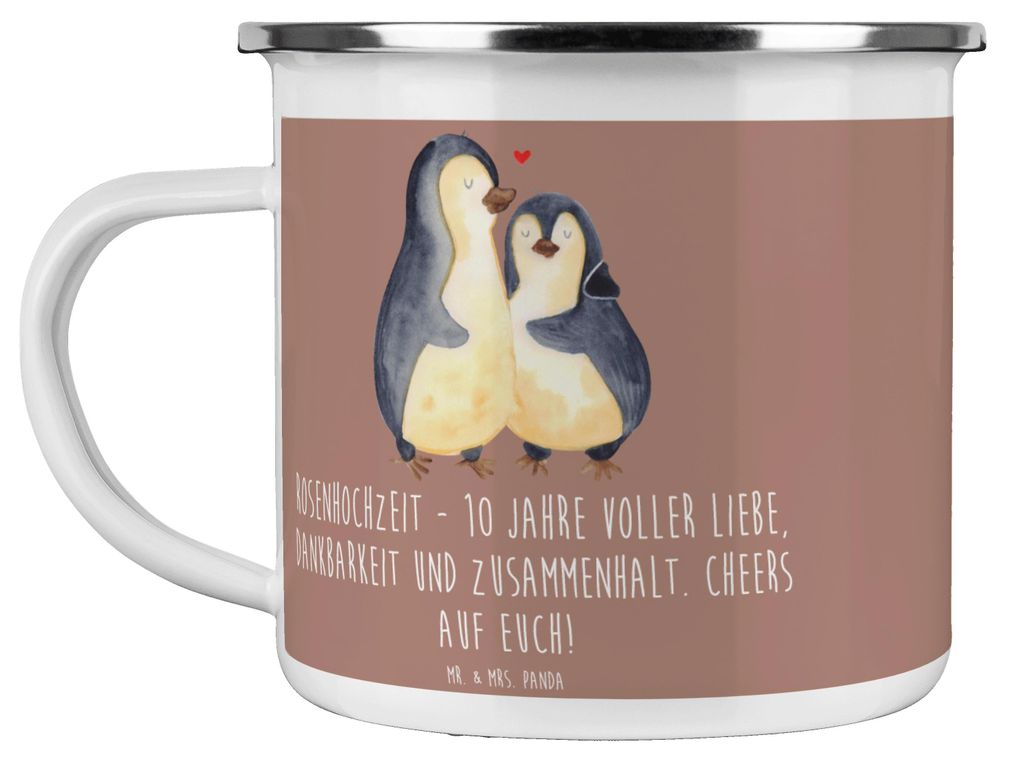 Mr. & Mrs. Panda Teetasse 10. Hochzeitstag Rosenhochzeit - Braun Pastell - Geschenk, zehnter, Kaffeepott, gemeinsame Zeit, Haferl, Heirat, Ehepaar,...