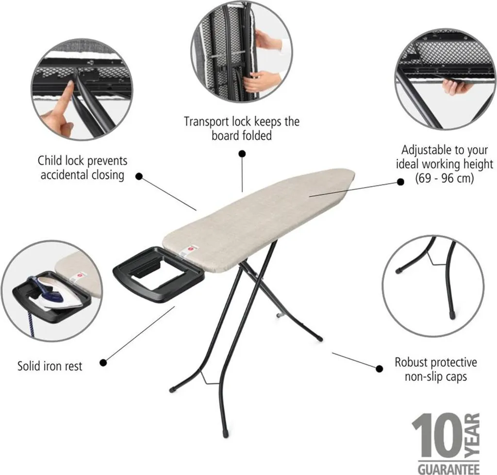 Table à repasser ergonomique Brabantia avec repose-fer solide 124cm - 4