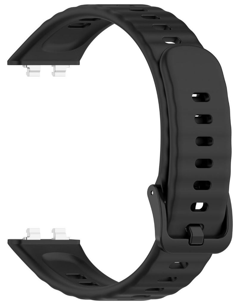 INF Silikon Wellenarmband mit Metallschließe für Huawei Band 11 verstellbar Schwarz