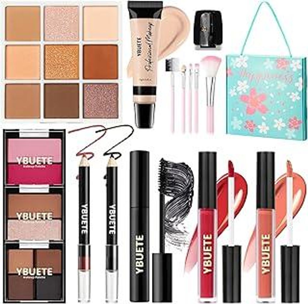 YBUETE Make-up-Set für Teenager, Mädchen, Frauen - Tragbares Reise-Kosmetik-Set für Anfänger und Profis mit Foundation-Lidschatten-Palette, Lip...