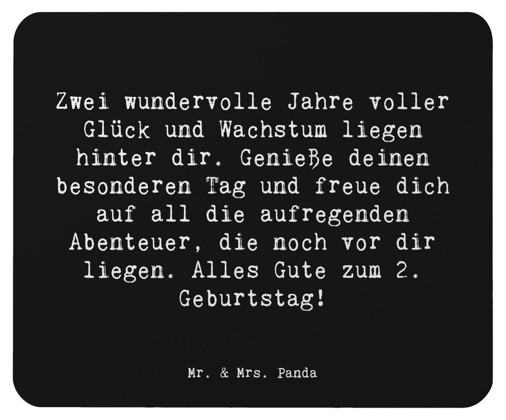 Mr. & Mrs. Panda Mauspad Spruch 2. Geburtstag - Schwarz - Geschenk, Mousepad, pc, handgefertigte Geschenke, Geburtstagsgeschenk, Kleinkind Glück, ...